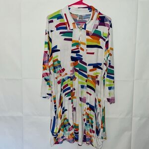 Parsley & Sage City Dress Women’s Plus 1X Graphic Tunic Shift Art To Wear Retro